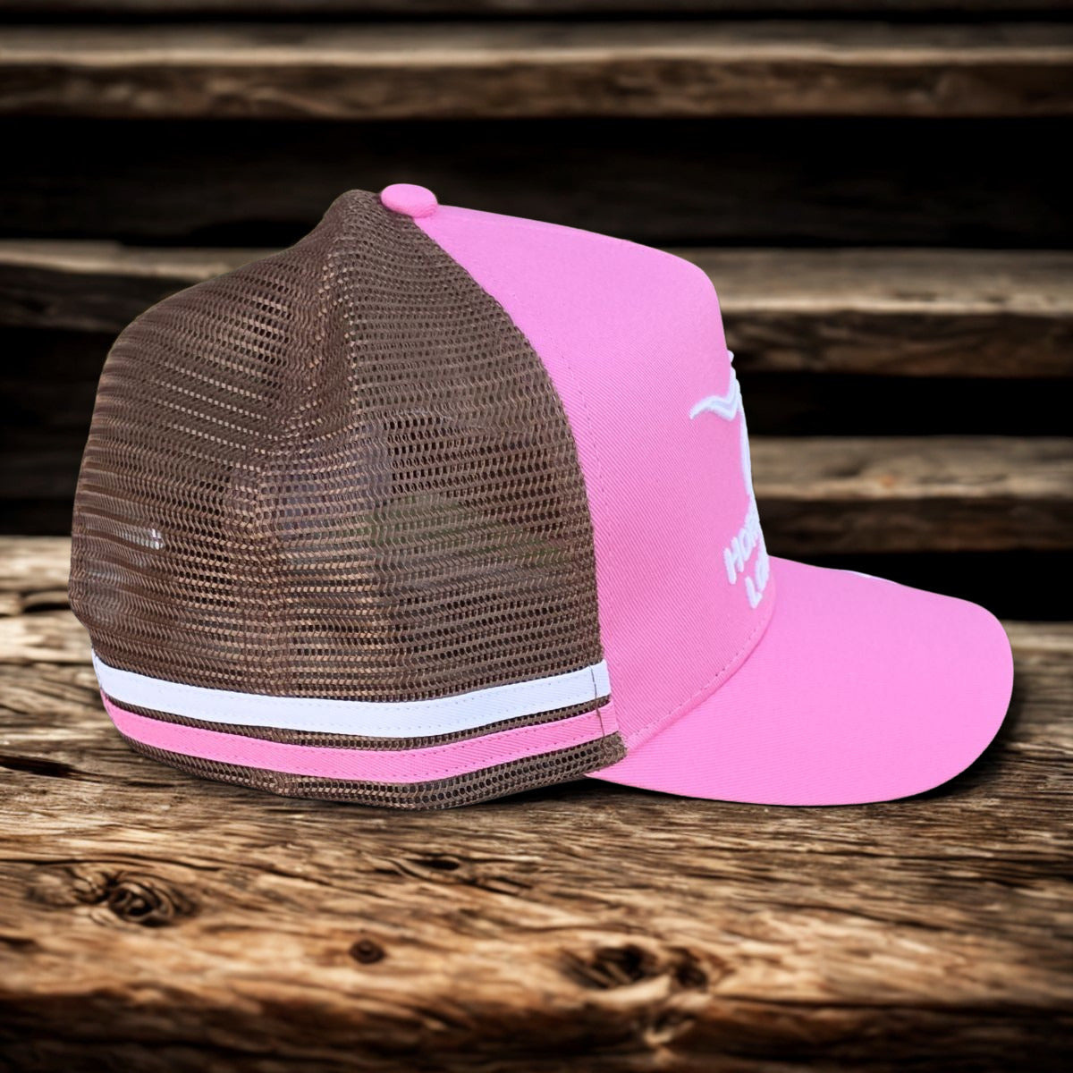 Horseshoe B Longhorns trucker cap (pink/white/brown)