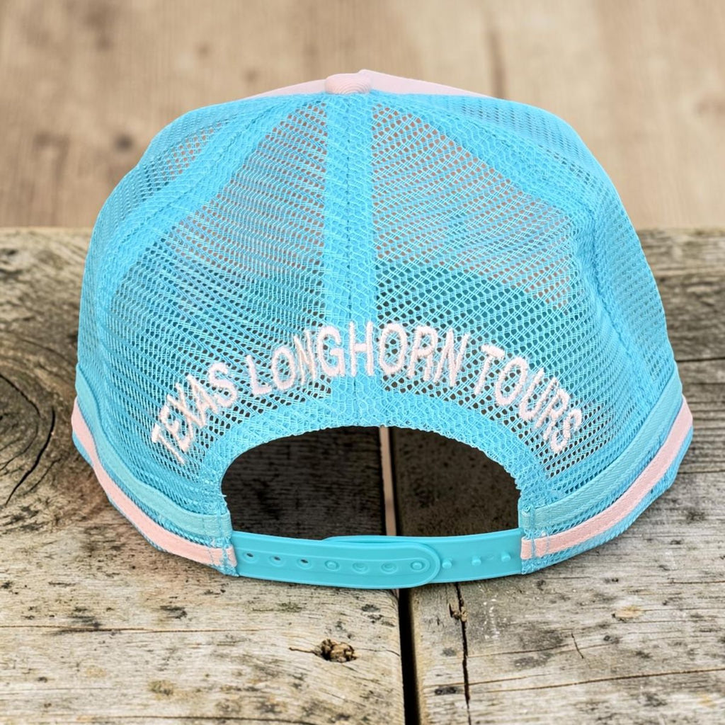 Texas Longhorn Tours trucker cap (pink/aqua)